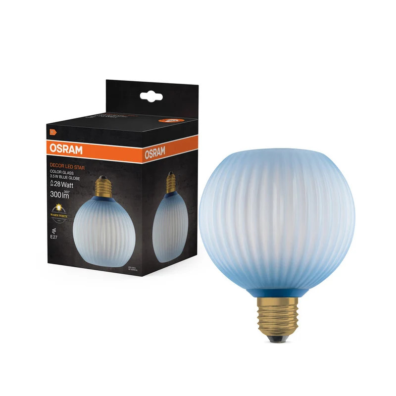 LAMPADA LED DECORATIVA IN VETRO COLORATO GLOBO BLU