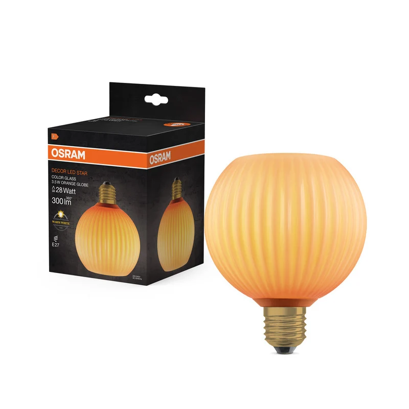 LAMPADA LED DECORATIVA IN VETRO COLORATO GLOBO COLORATO ARANCIONE