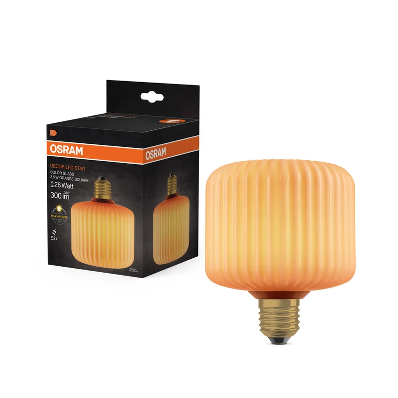 LAMPADA LED DECORATIVA IN VETRO COLORATO QUADRATA ARANCIONE