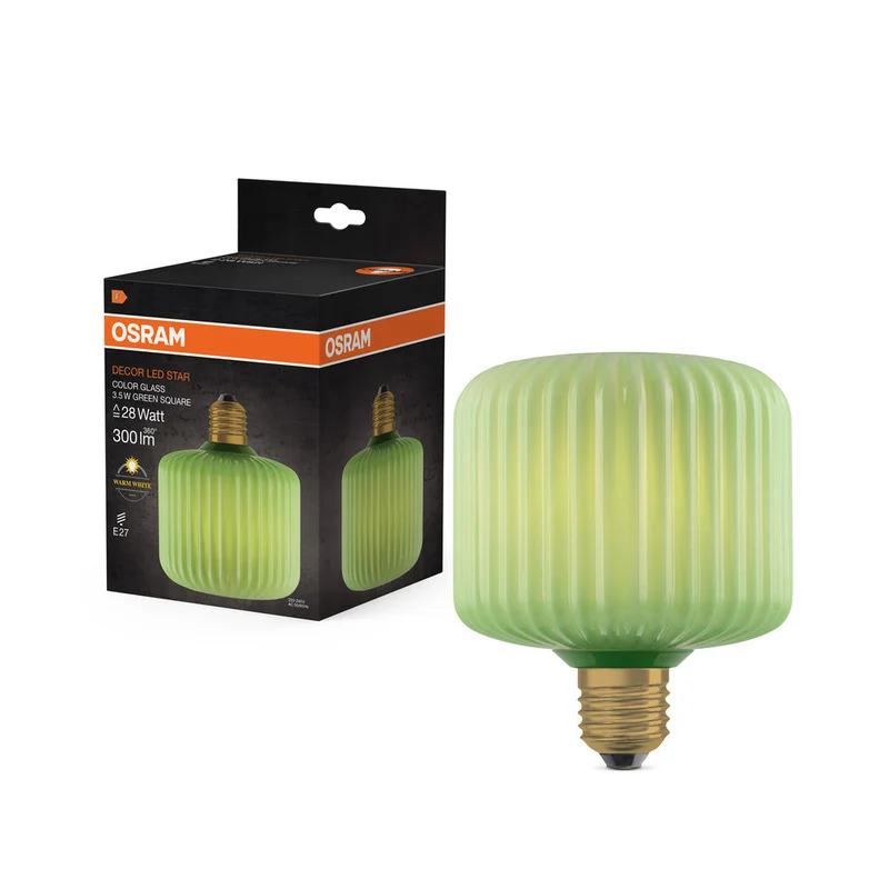 LAMPADA LED DECORATIVA IN VETRO COLORATO QUADRATA VERDE
