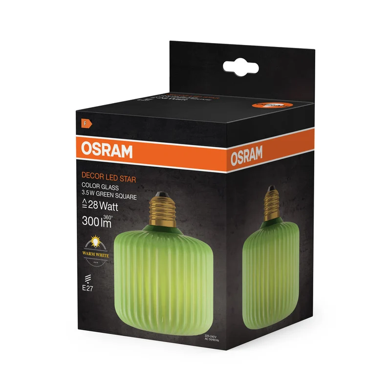LAMPADA LED DECORATIVA IN VETRO COLORATO QUADRATA VERDE
