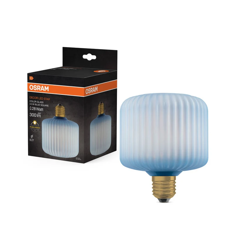 LAMPADA LED DECORATIVA IN VETRO COLORATO QUADRATA BLU
