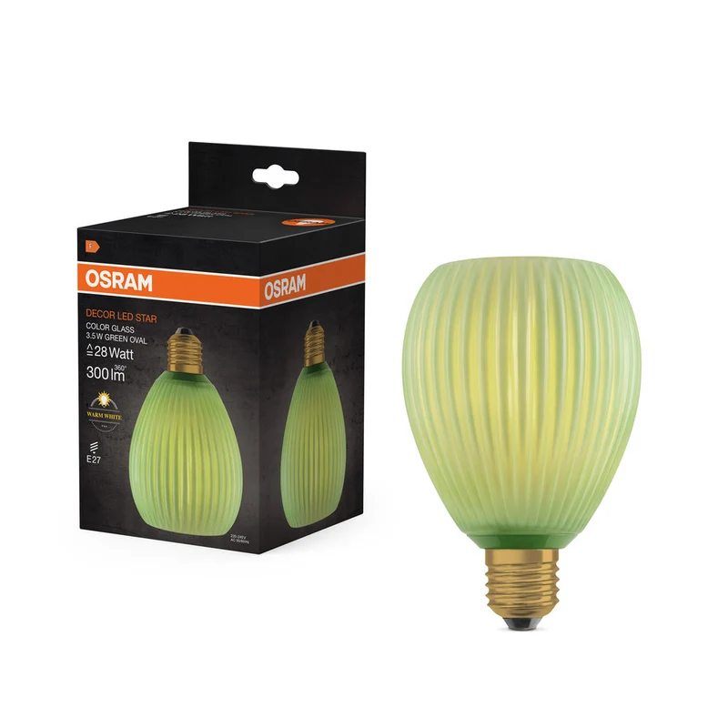 LAMPADA LED DECORATIVA IN VETRO COLORATO OVALE VERDE