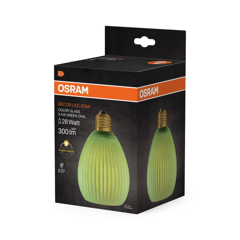 LAMPADA LED DECORATIVA IN VETRO COLORATO OVALE VERDE
