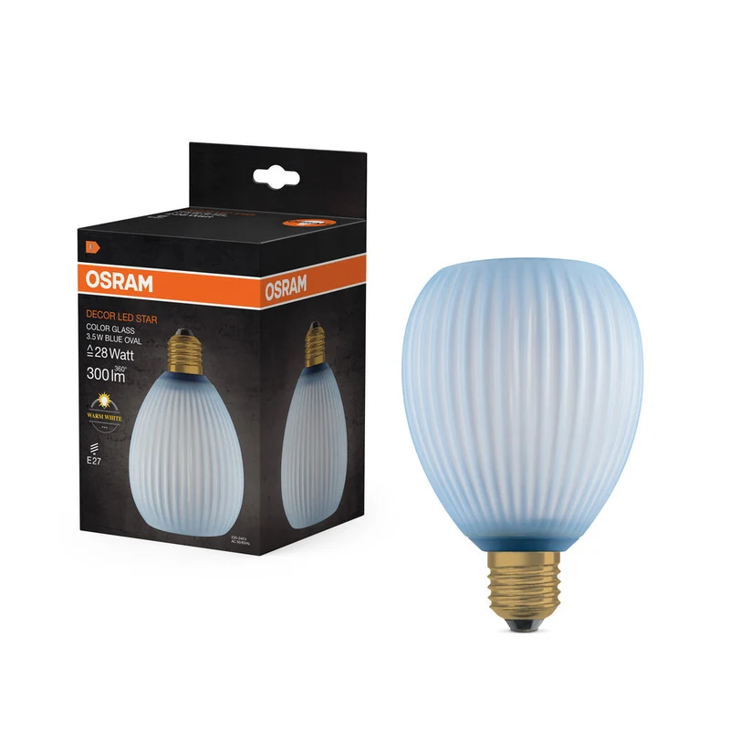 LAMPADA LED DECORATIVA IN VETRO COLORATO OVALE BLU