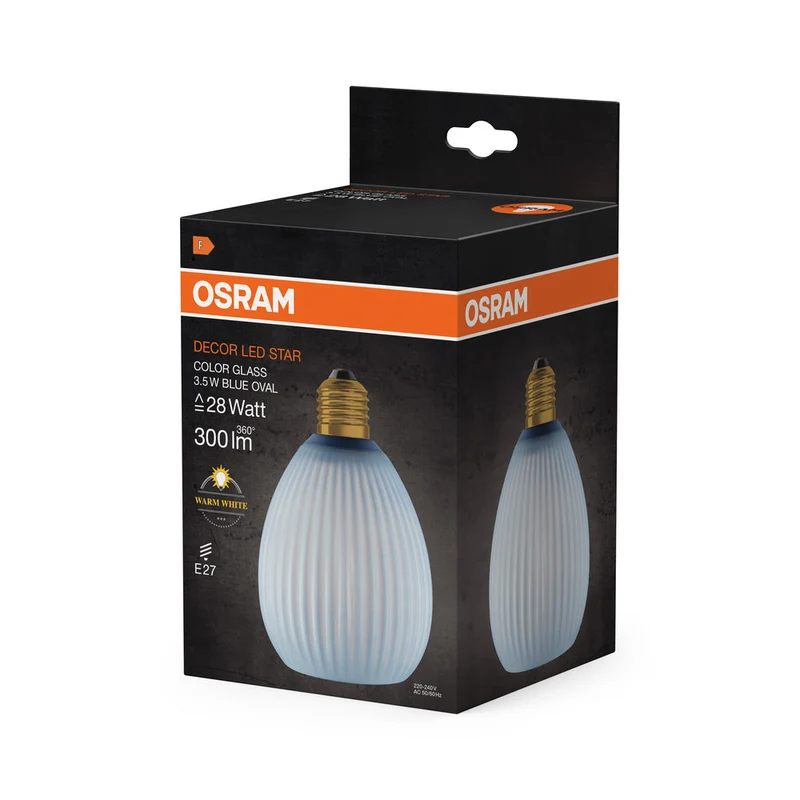 LAMPADA LED DECORATIVA IN VETRO COLORATO OVALE BLU