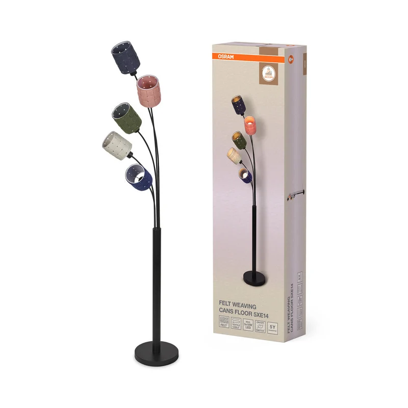 OSRAM DECOR Lampada da terra 5-flammig Decor Felt Weaving Cans, E14
