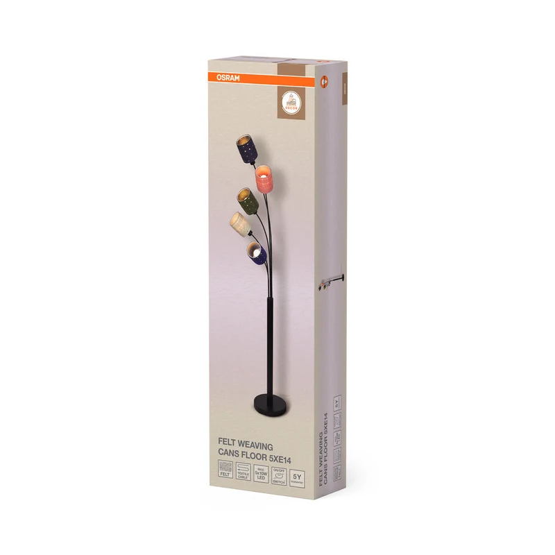 OSRAM DECOR Lampada da terra 5-flammig Decor Felt Weaving Cans, E14