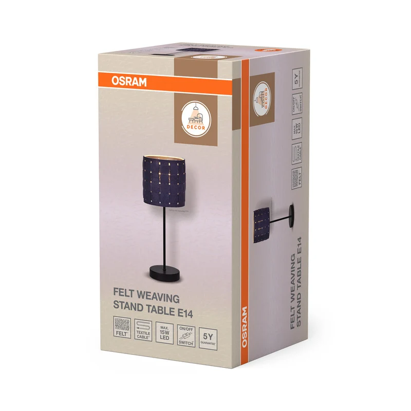 OSRAM DECOR Lampada da tavolo Decor Felt Weaving Stand grigio, E14