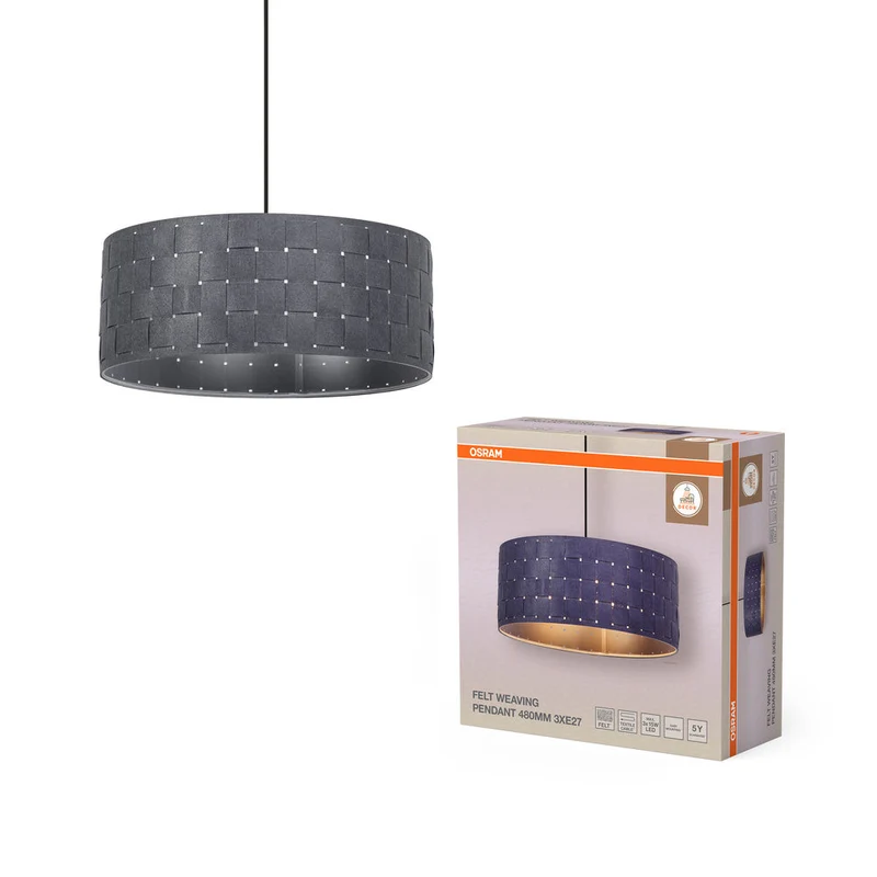 OSRAM DECOR Lampada a sospensione Decor Felt Tessitura grigio scuro, 3xE27
