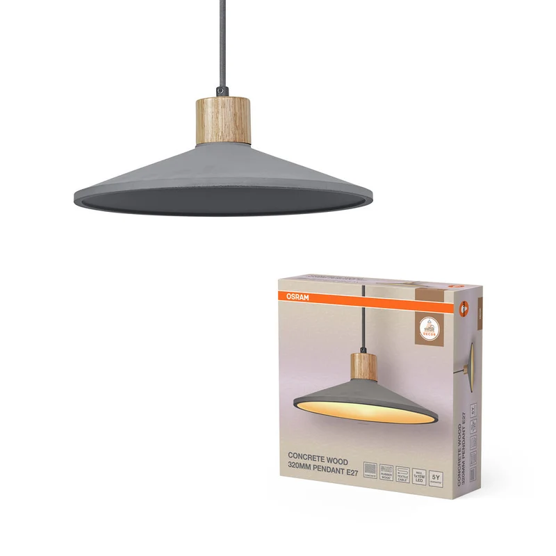 OSRAM DECOR Lampada a sospensione in cemento legno beton, E27, 320 mm