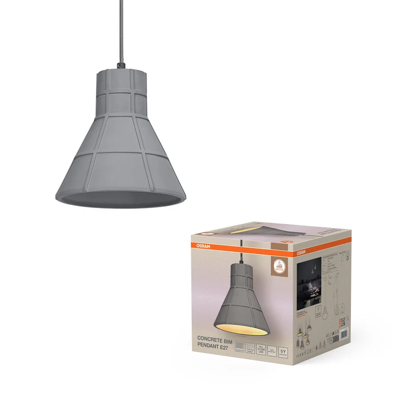 OSRAM DECOR Concrete Beton Lampada a sospensione, E27, 200 mm