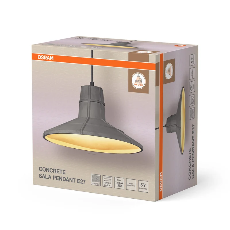 OSRAM DECOR Concrete Sala Beton-Lampada a sospensione, E27, 325 mm