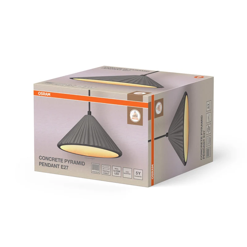 OSRAM DECOR Piramide di cemento lampada a sospensione, E27, 250 mm