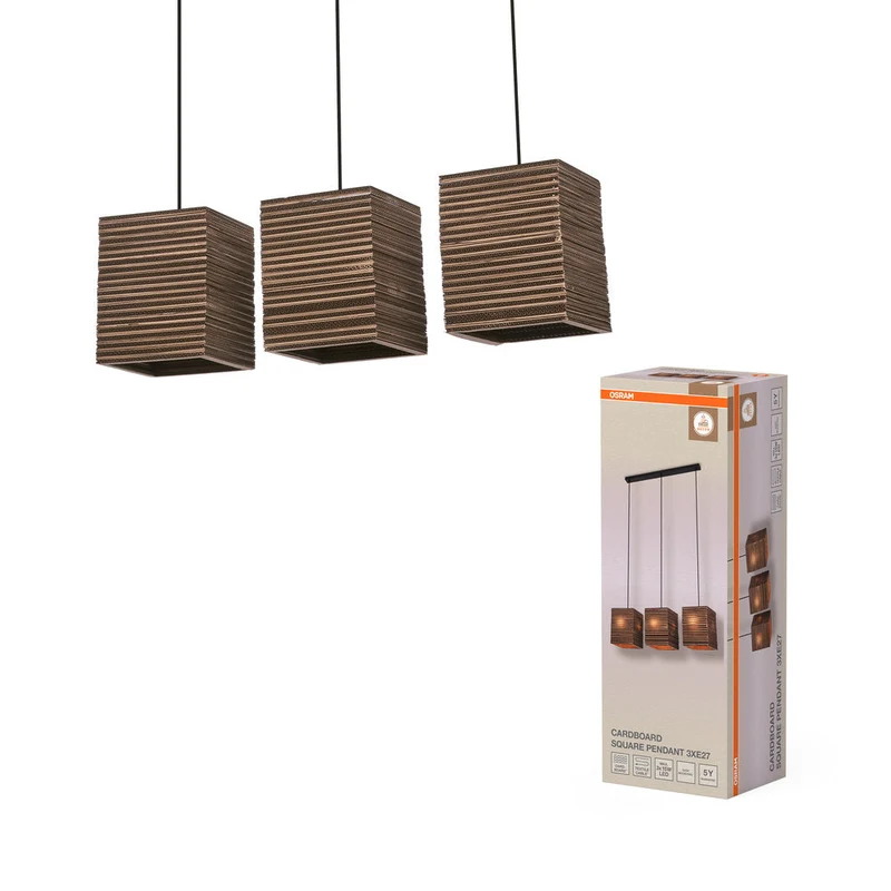 OSRAM DECOR Lampada a sospensione Decor Cartone Quadrato marrone, 3xE27