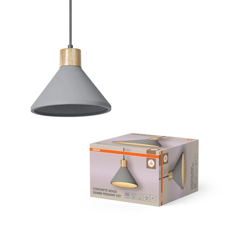 OSRAM DECOR Concrete Wood Beton Lampada a sospensione, E27, 220 mm