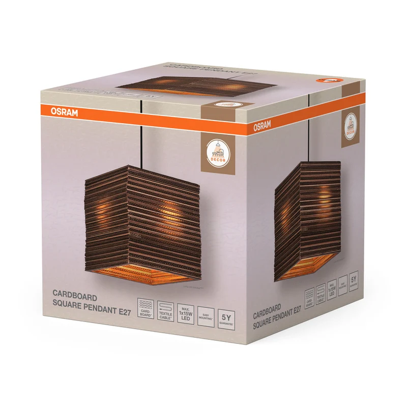 OSRAM DECOR Lampada a sospensione Decor Cartone Quadrato marrone, E27