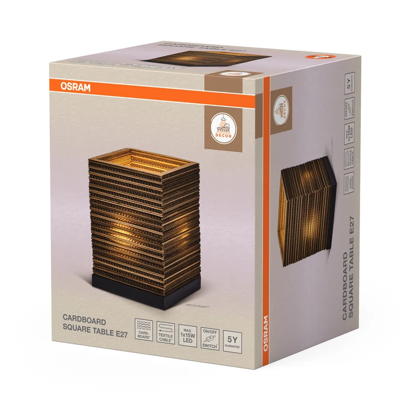 OSRAM DECOR Lampada da tavolo Decor Cartone Quadrato marrone, E27