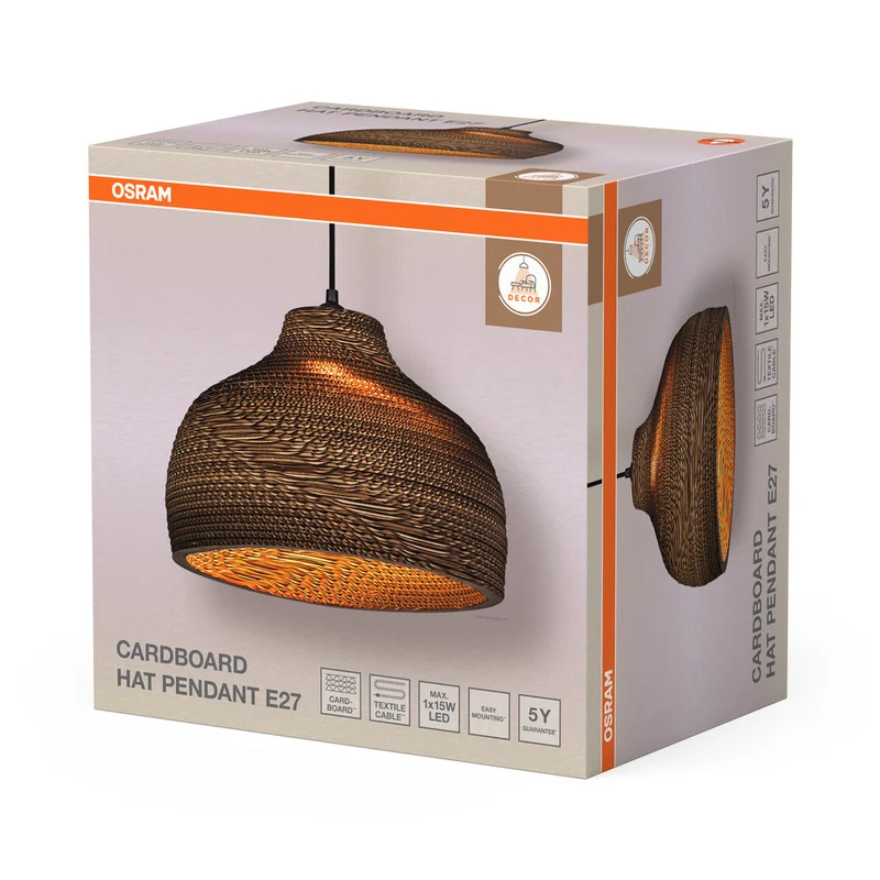 OSRAM DECOR Lampada a sospensione Decor Cappello di cartone marrone, E27