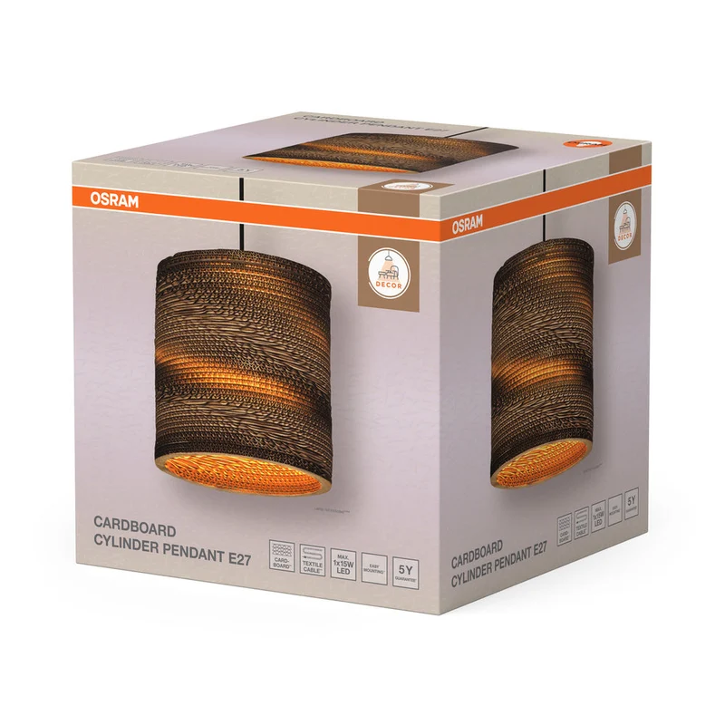 OSRAM DECOR Lampada a sospensione Decor Cilindro di cartone marrone, E27