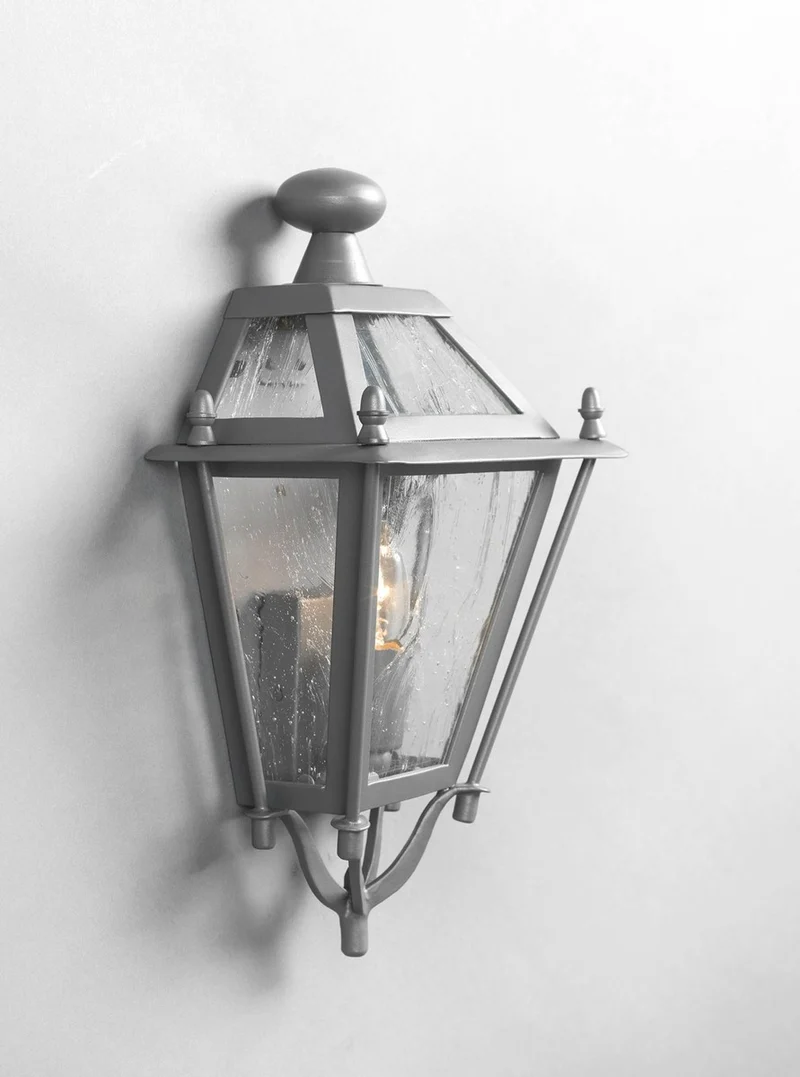 Casa Padrino Luxus Außen Laterne Grau B. 25 x H. 45 cm - Handgefertigte Laterne aus Schmiedeeisen - Luxus Kollektion - Edel & Prunkvoll