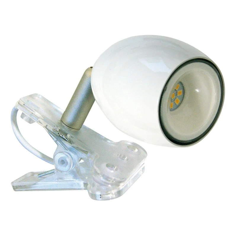 GBC Faretto singolo LED con pinza, lampada LED con pinza, luce calda 2700K, lampada da scrivania bianca