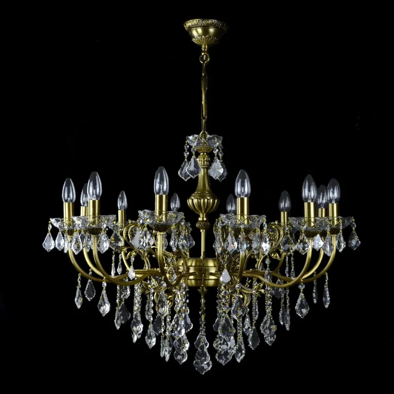 Casa Padrino Luxus Barock Kristall Kronleuchter Gold Ø 83 x H. 60 cm - Prunkvolle Messing Kronleuchter mit böhmischem Kristallglas - Barock Möbel - Edel & Prunkvoll