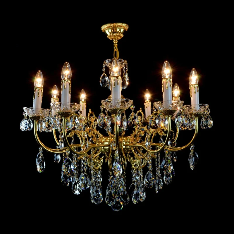 Casa Padrino Luxus Barock Kristall Kronleuchter Gold Ø 83 x H. 60 cm - Prunkvolle Messing Kronleuchter mit böhmischem Kristallglas - Barock Möbel - Edel & Prunkvoll