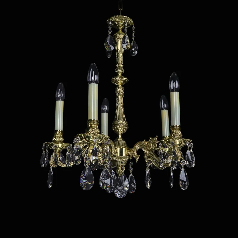 Casa Padrino Luxus Barock Kristall Kronleuchter Gold Ø 50 x H. 68 cm - Prunkvolle Messing Kronleuchter mit böhmischem Kristallglas - Barock Möbel - Edel & Prunkvoll