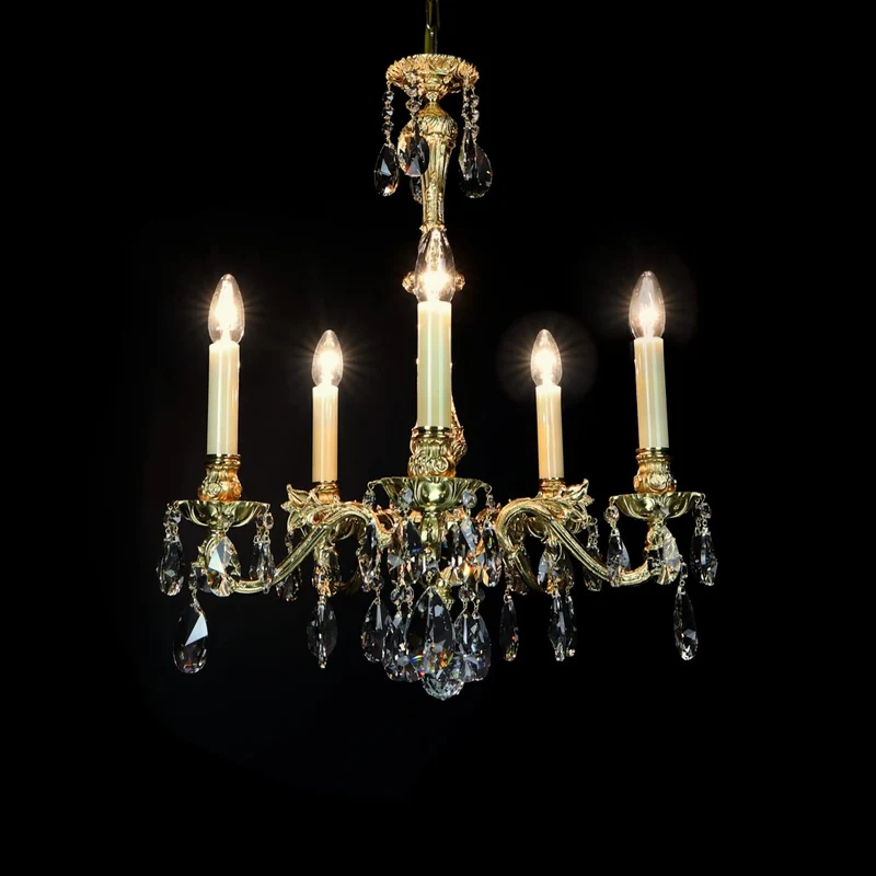 Casa Padrino Luxus Barock Kristall Kronleuchter Gold Ø 50 x H. 68 cm - Prunkvolle Messing Kronleuchter mit böhmischem Kristallglas - Barock Möbel - Edel & Prunkvoll