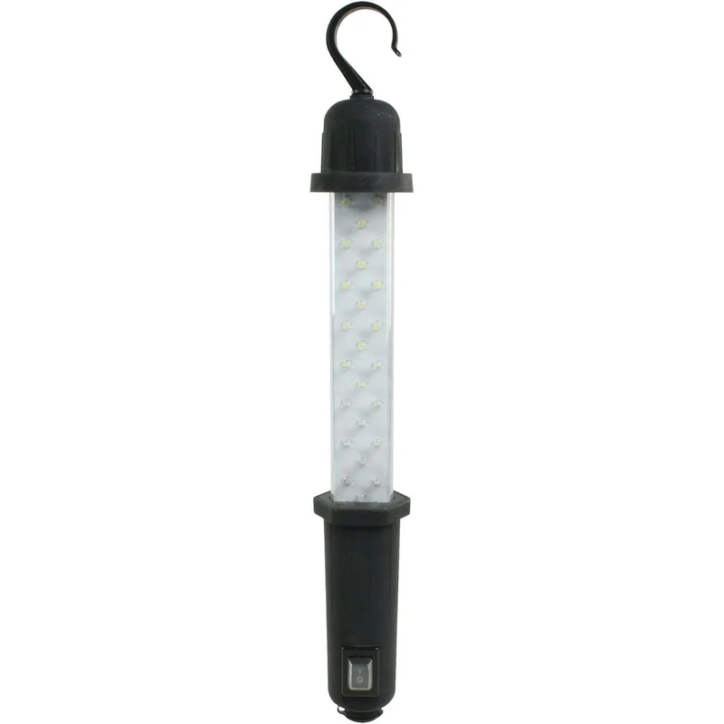 GBC Lampada a LED da lavoro, lampada led ricaricabile con gancio, 28 Led bianchi, 58x420mm
