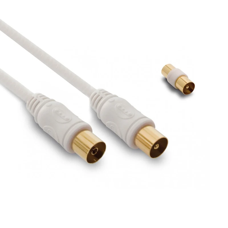 Metronic Cavo prolunga coassiale TV + adattatore (M/F) bianco, cavo per antenna TV, 25 m