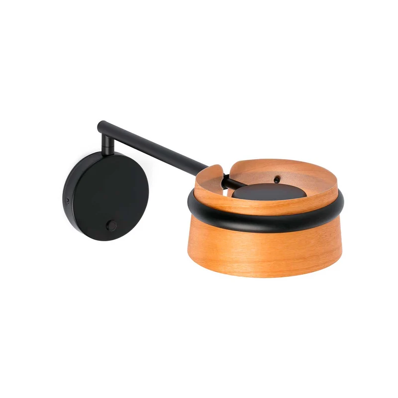 Loop - Applique murale LED articulée en acier et bois, style contemporain