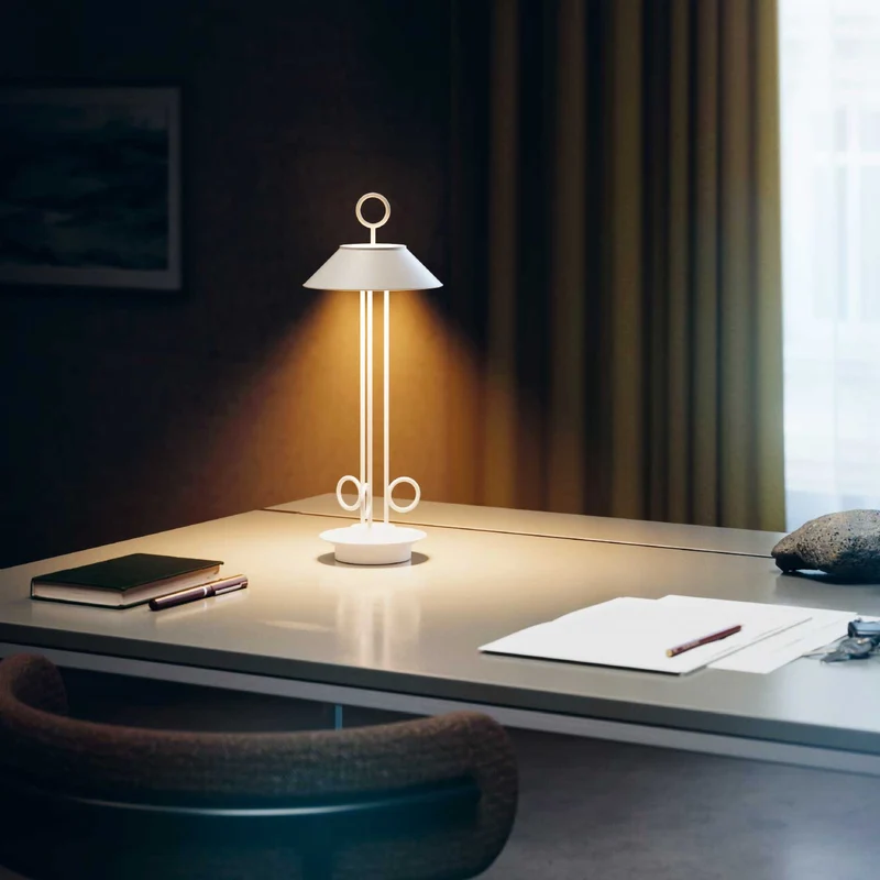 Nudiderot - Lampe à poser LED sans fil IP54 en acier, style vintage