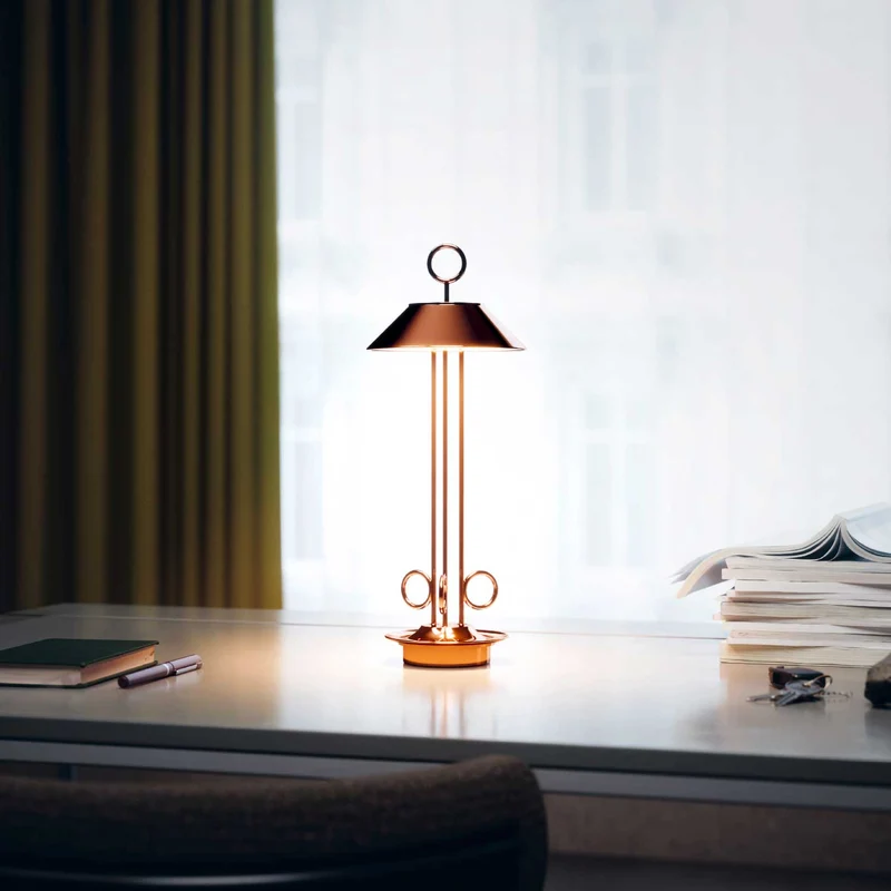Nudiderot - Lampe à poser LED sans fil IP54 en acier, style vintage