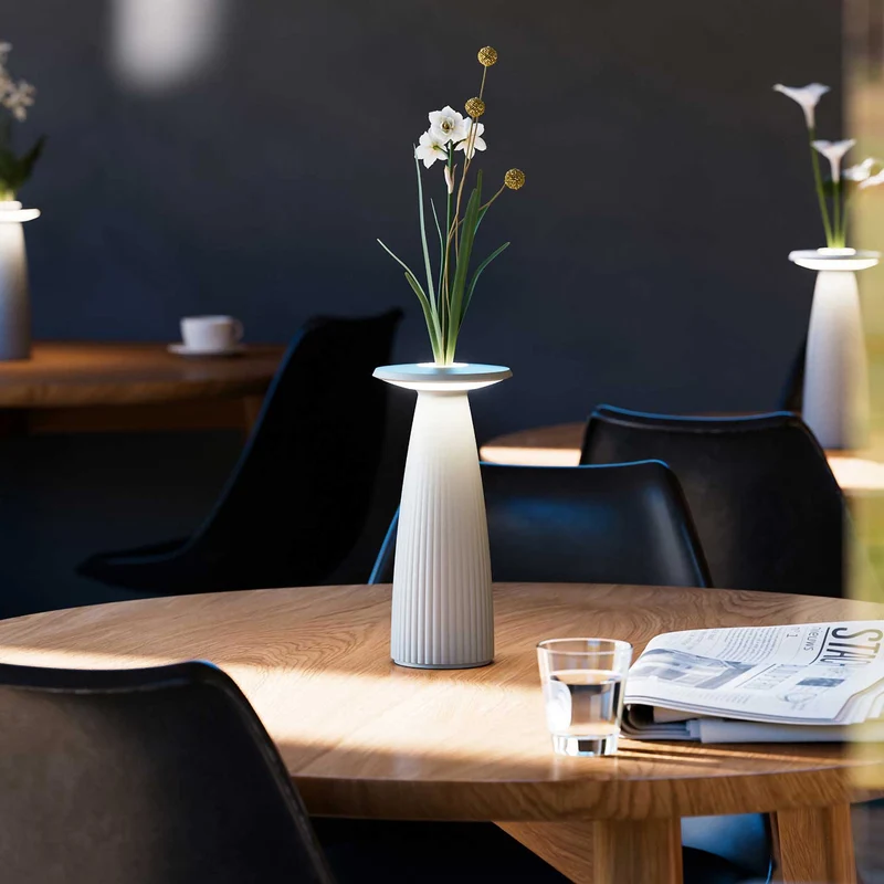 Nuflair - Lampe à poser LED sans fil IP54 en acier laqué, style contemporain