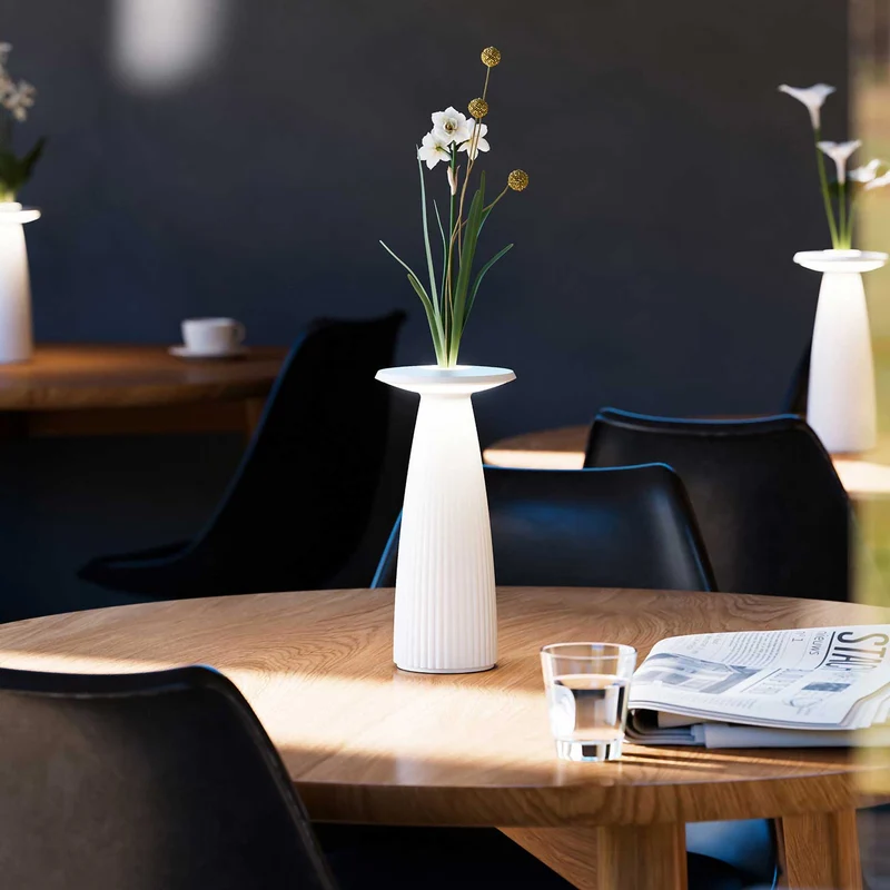 Nuflair - Lampe à poser LED sans fil IP54 en acier laqué, style contemporain