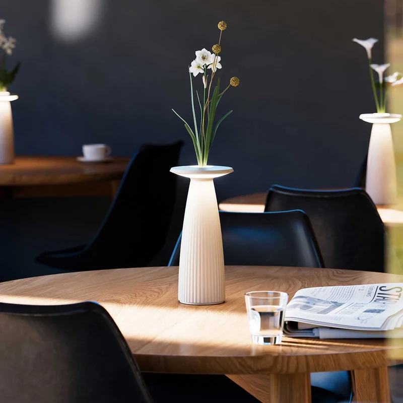 Nuflair - Lampe à poser LED sans fil IP54 en acier laqué, style contemporain