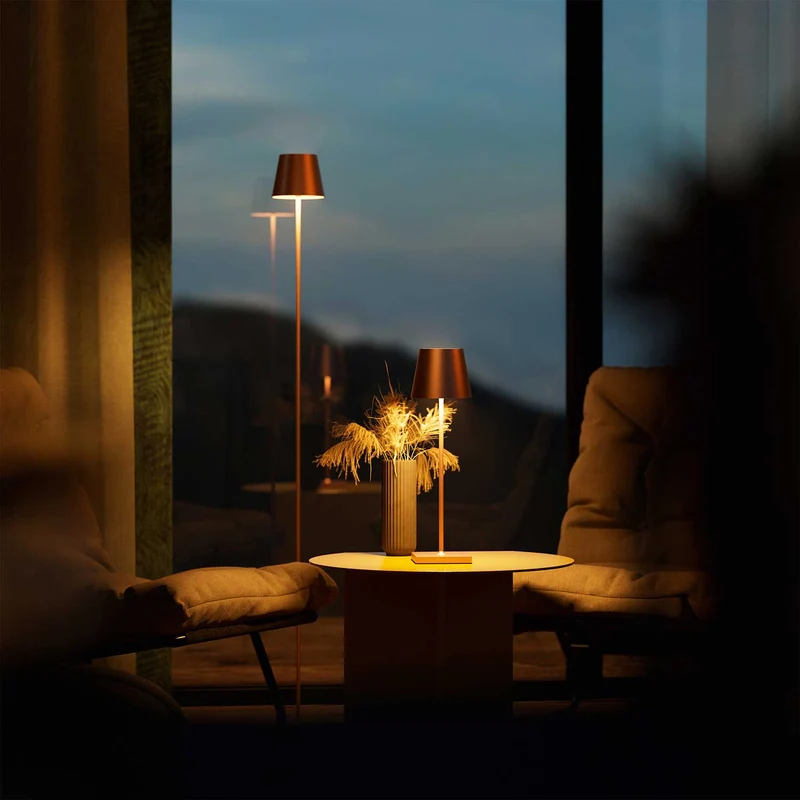 Nuindie - Lampadaire LED sans fil IP54 en acier laqué, style minimaliste