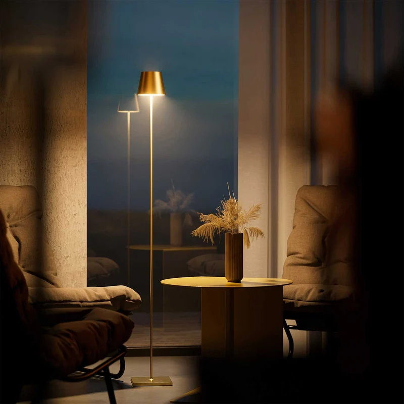 Nuindie - Lampadaire LED sans fil IP54 en acier laqué, style minimaliste