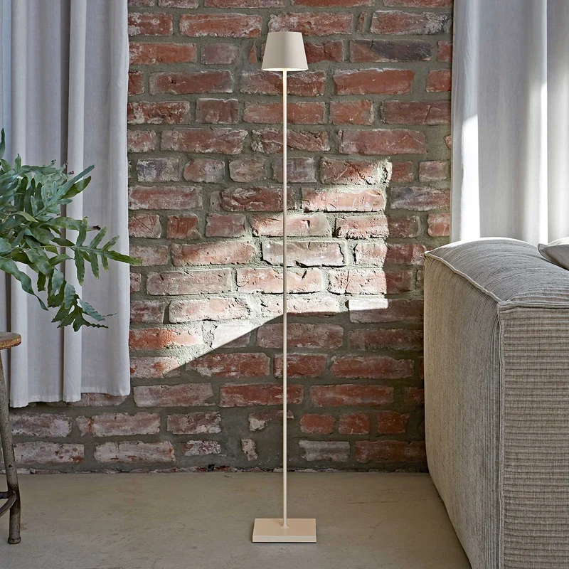 Nuindie - Lampadaire LED sans fil IP54 en acier laqué, style minimaliste