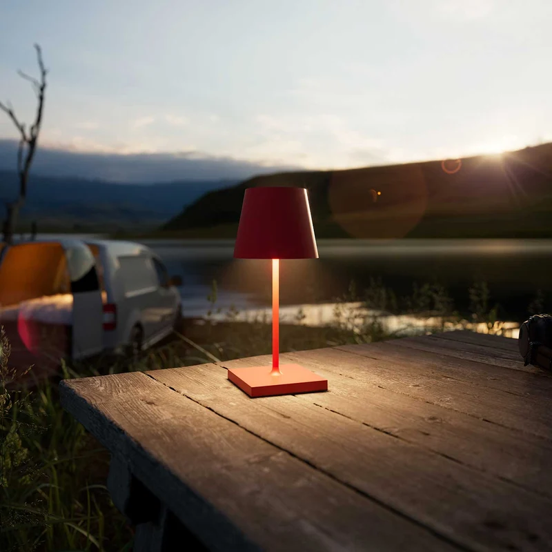 Nuindie - Lampe à poser LED sans fil 25 cm IP54 en acier laqué, style minimaliste