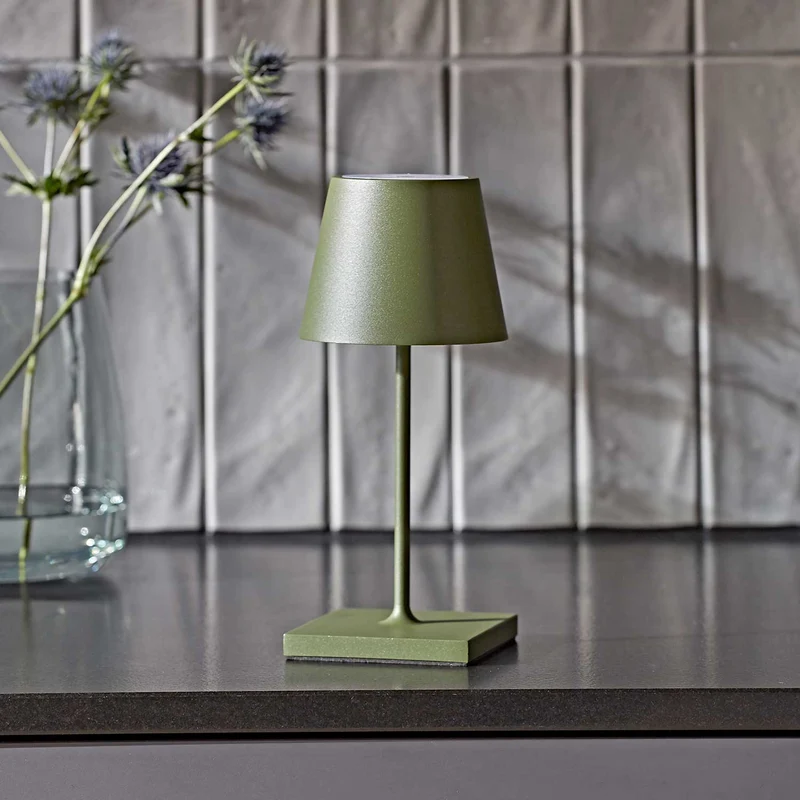 Nuindie - Lampe à poser LED sans fil 25 cm IP54 en acier laqué, style minimaliste