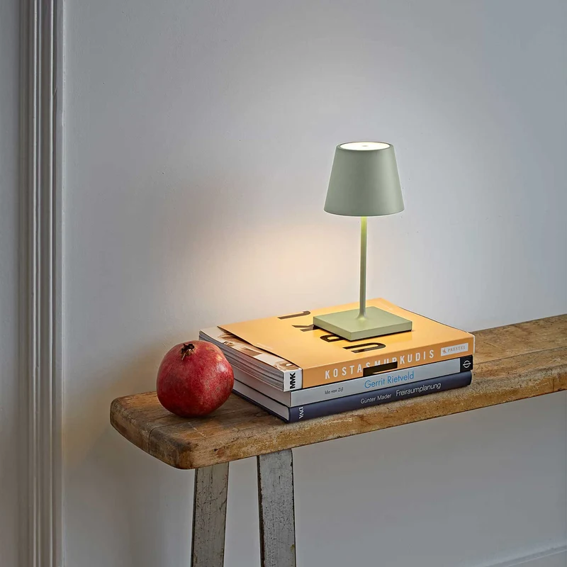 Nuindie - Lampe à poser LED sans fil 25 cm IP54 en acier laqué, style minimaliste