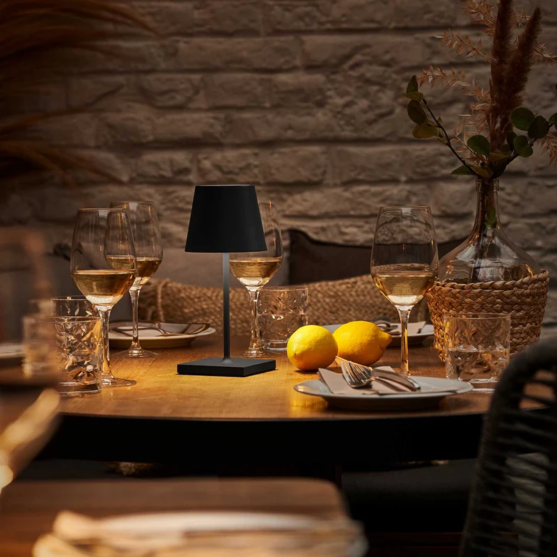 Nuindie - Lampe à poser LED sans fil 25 cm IP54 en acier laqué, style minimaliste