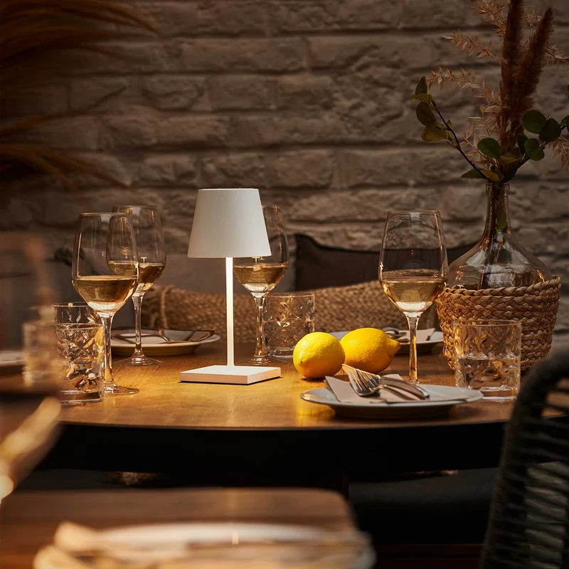 Nuindie - Lampe à poser LED sans fil 25 cm IP54 en acier laqué, style minimaliste