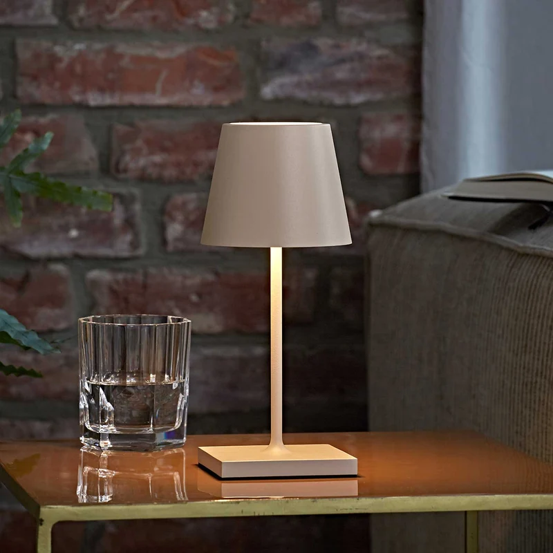 Nuindie - Lampe à poser LED sans fil 25 cm IP54 en acier laqué, style minimaliste
