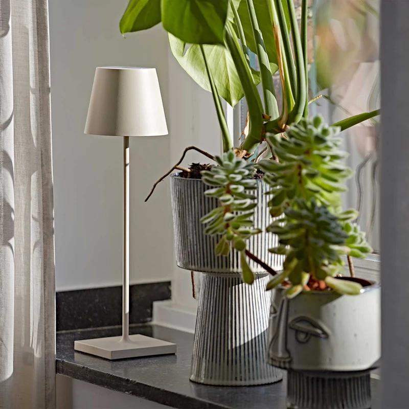 Nuindie - Lampe à poser LED sans fil 38 cm IP54 en acier laqué, style minimaliste