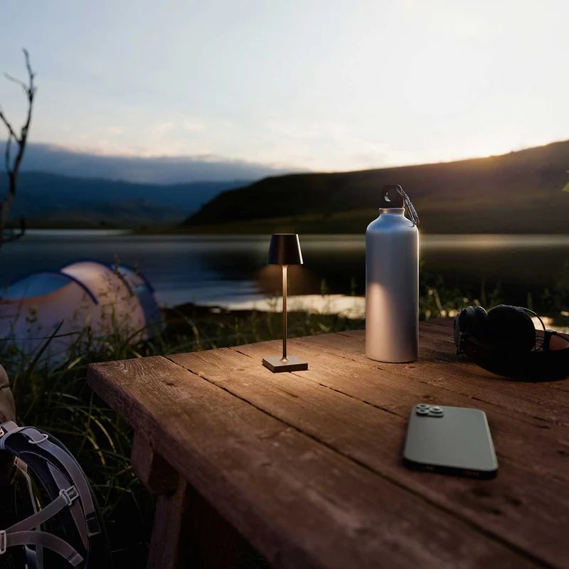 Nuindie - Lampe à poser LED sans fil 38 cm IP54 en acier laqué, style minimaliste