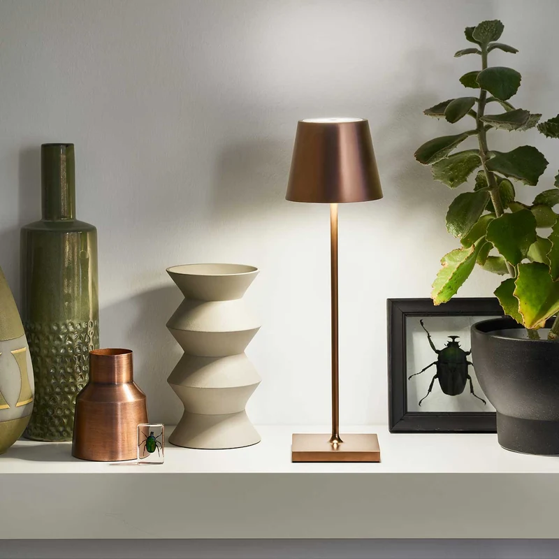 Nuindie - Lampe à poser LED sans fil 38 cm IP54 en acier laqué, style minimaliste